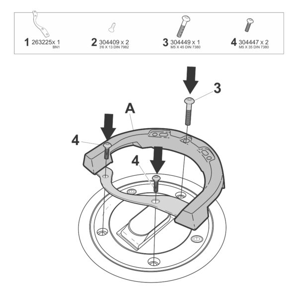 FIXATION DE SACOCHE DE RÉSERVOIR CLICK SYSTEM BENELLI / KEEWAY / QJ MOTOR