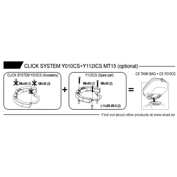CLICK SYSTEM TANK BAG ADDITIONAL SET OF SCREWS YAMAHA VIXION MT15